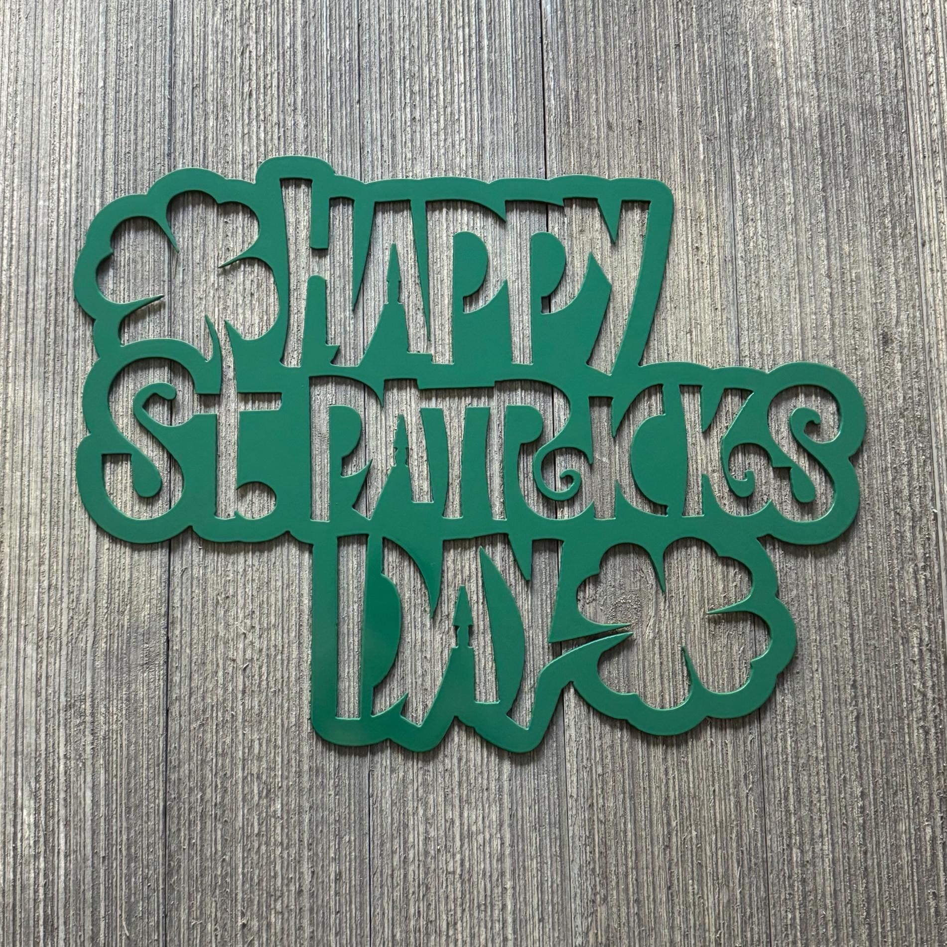 Happy St. Patrick's Day Metal Sign Cutout - Festive Clover Decor
