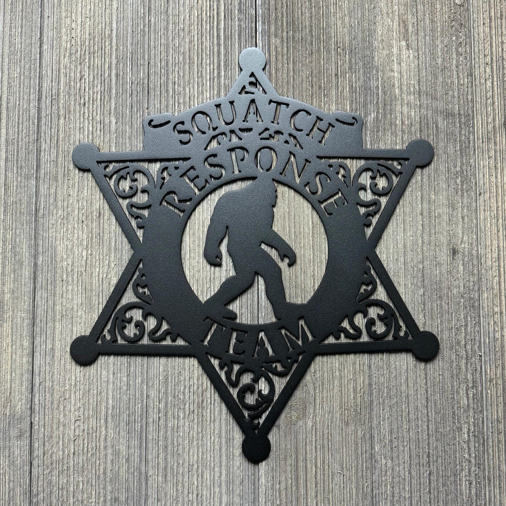 Squatch Response Team Sheriff Badge Metal Sign - Bigfoot Design - Yeti Sign