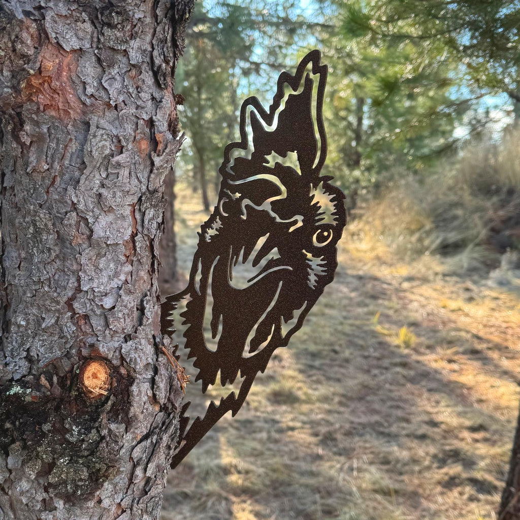 Peek-A-Boo Rooster Metal Sign - Mountable Rustic Farmhouse Decor