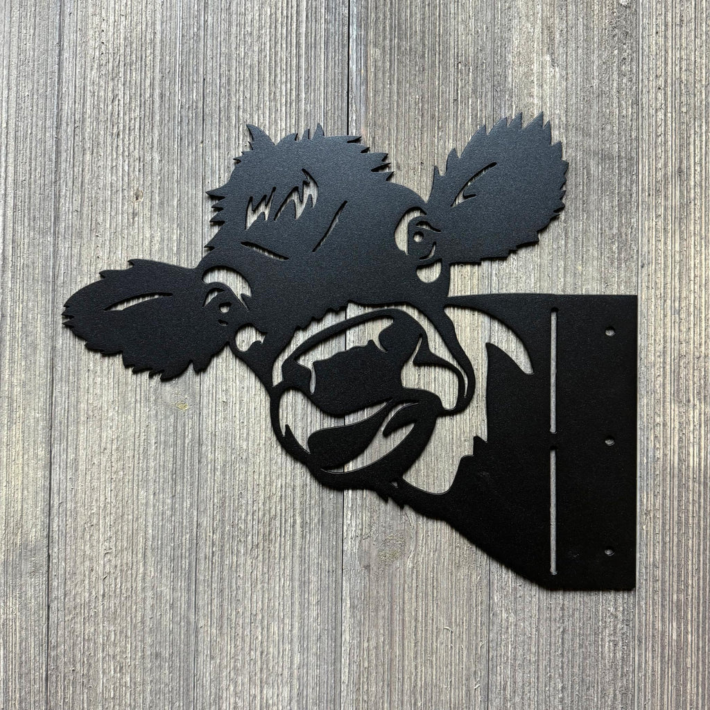 Peek-A-Boo Goofy Cow Metal Sign – Fun Farmyard Outdoor Décor - Silly Cow