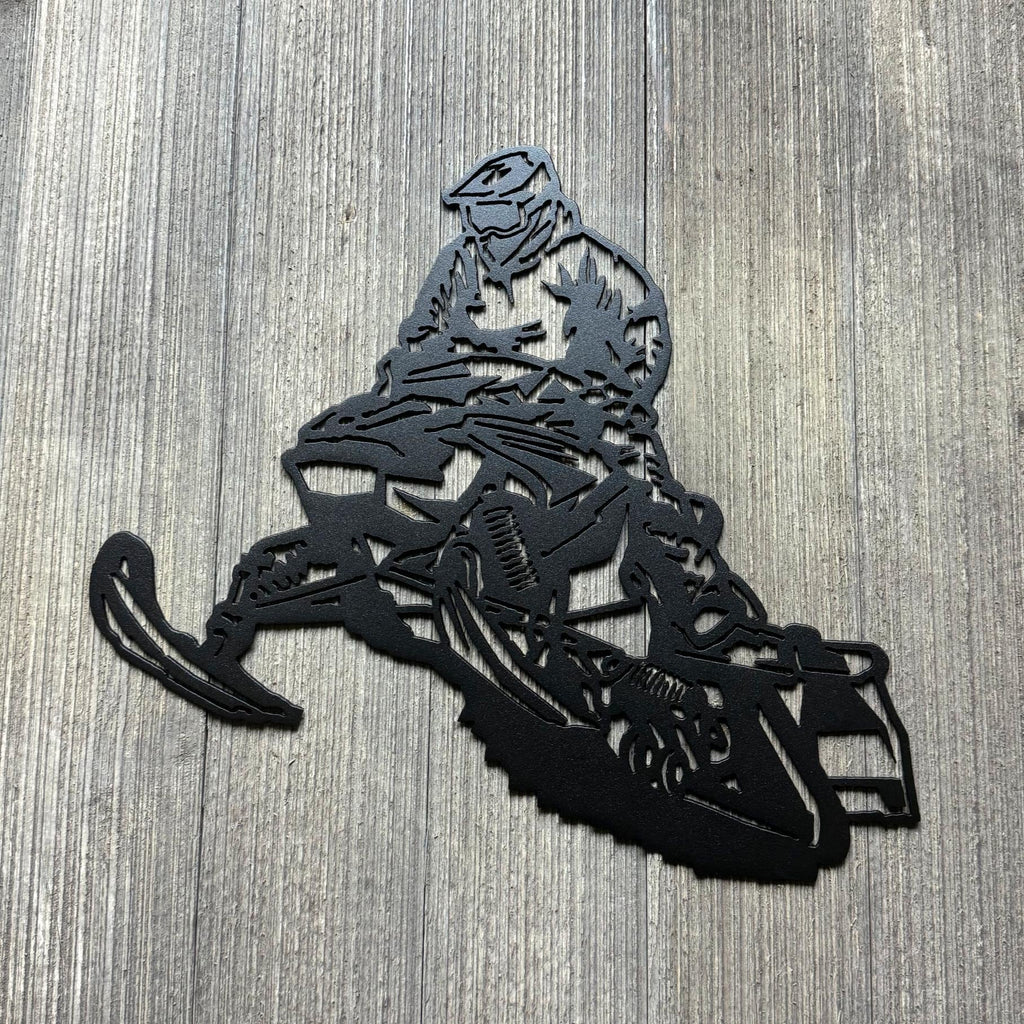 Snowmobile with Rider Metal Sign – Adventure Wall Art
