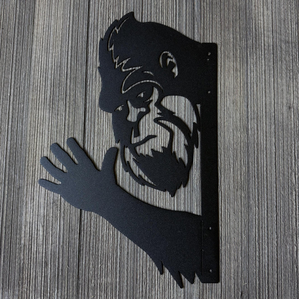 Peek-a-Boo Waving Bigfoot Metal Sign – Wave Edition - Waving Sasquatch Cutout