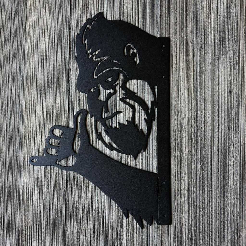 Peek-a-Boo Hang Loose Bigfoot Metal Sign – Hang Loose Edition - Shaka Sign Sasquatch
