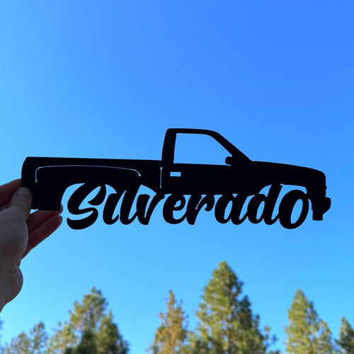 1988–1998 Chevy Silverado Metal Wall Art – GMT400 OBS Truck Silhouette | Classic Single Cab Garage Decor for Chevy Fans