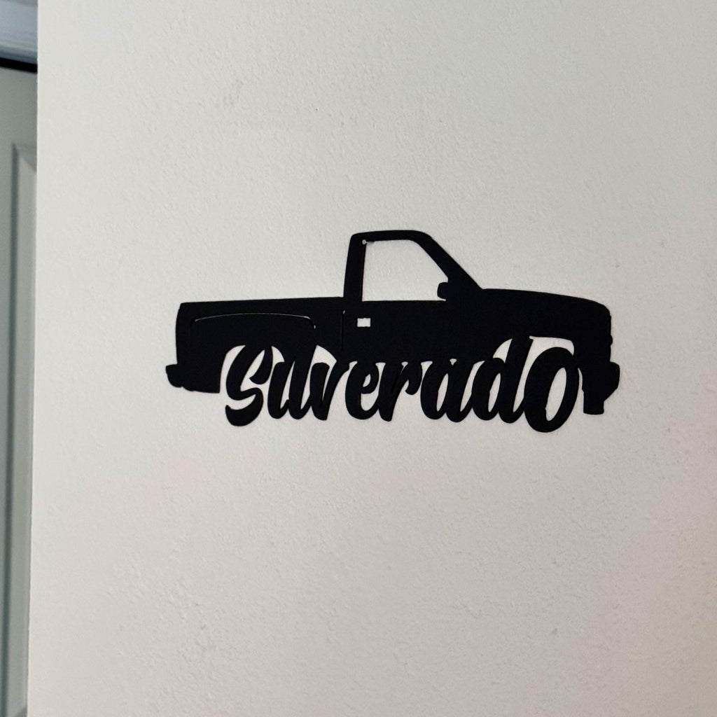 1988–1998 Chevy Silverado Metal Wall Art – GMT400 OBS Truck Silhouette | Classic Single Cab Garage Decor for Chevy Fans