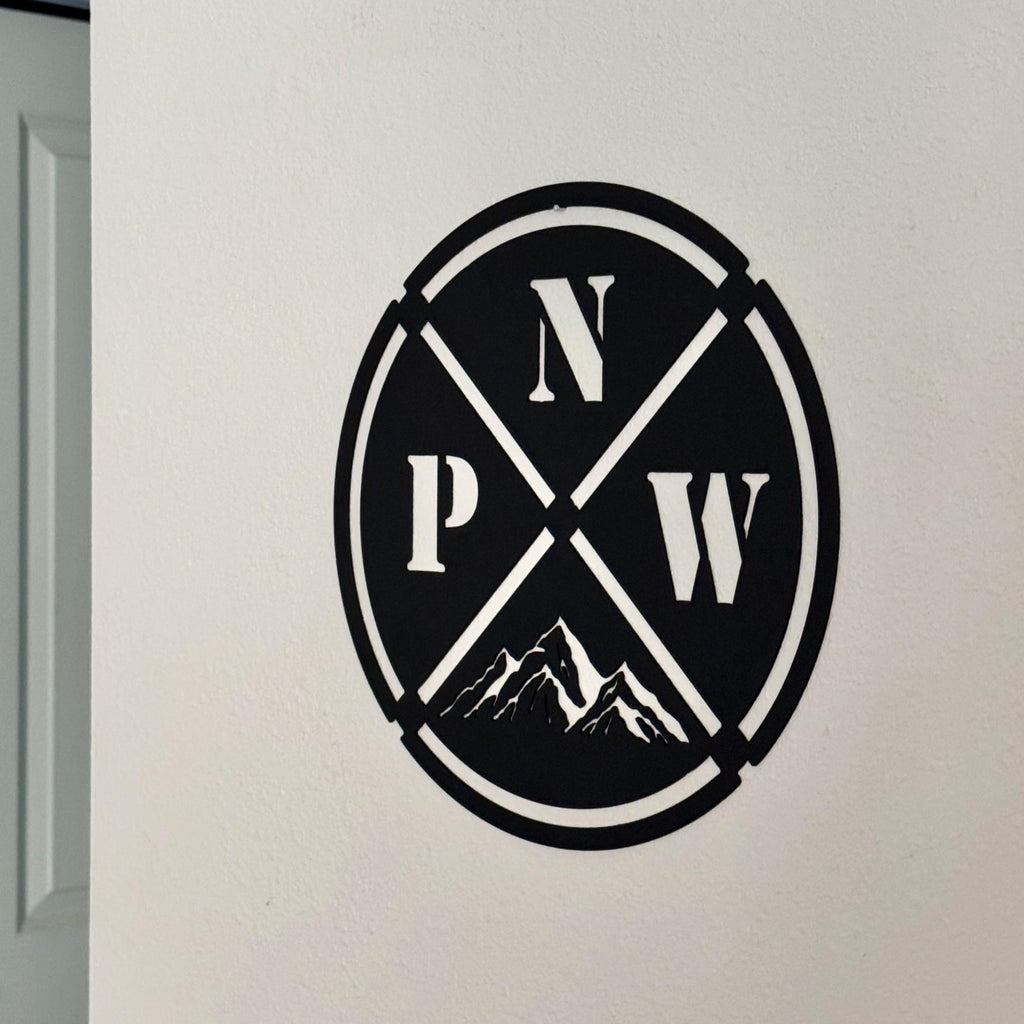 PNW Metal Sign | Pacific Northwest Mountain Wall Art | Outdoor Adventure Decor | Modern Cabin Metal Artwork