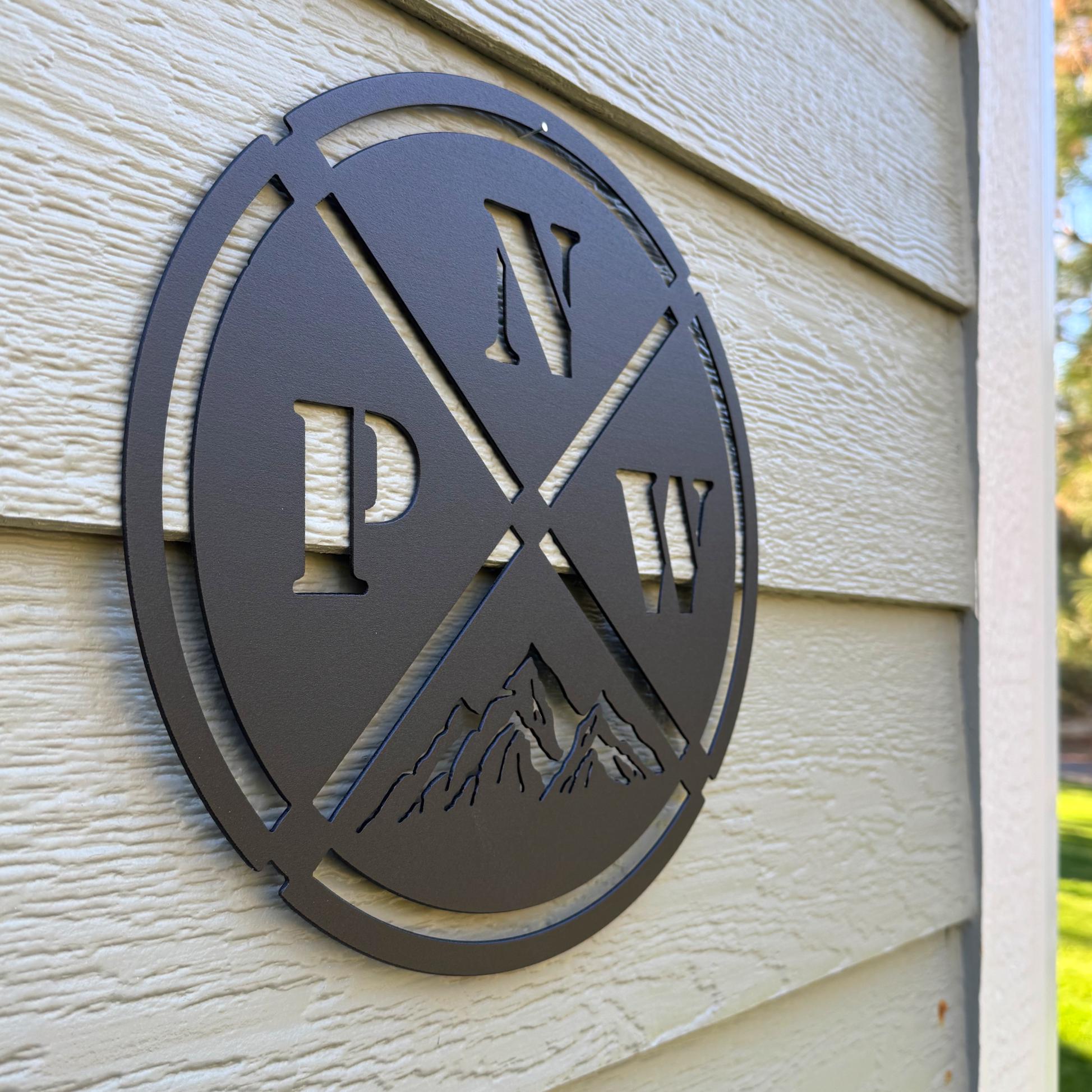 PNW Metal Sign | Pacific Northwest Mountain Wall Art | Outdoor Adventure Decor | Modern Cabin Metal Artwork