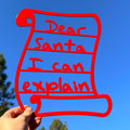 Dear Santa I Can Explain Metal Sign | Funny Christmas Wall Decor | Red Holiday Sign | Humorous Festive Home Artwork