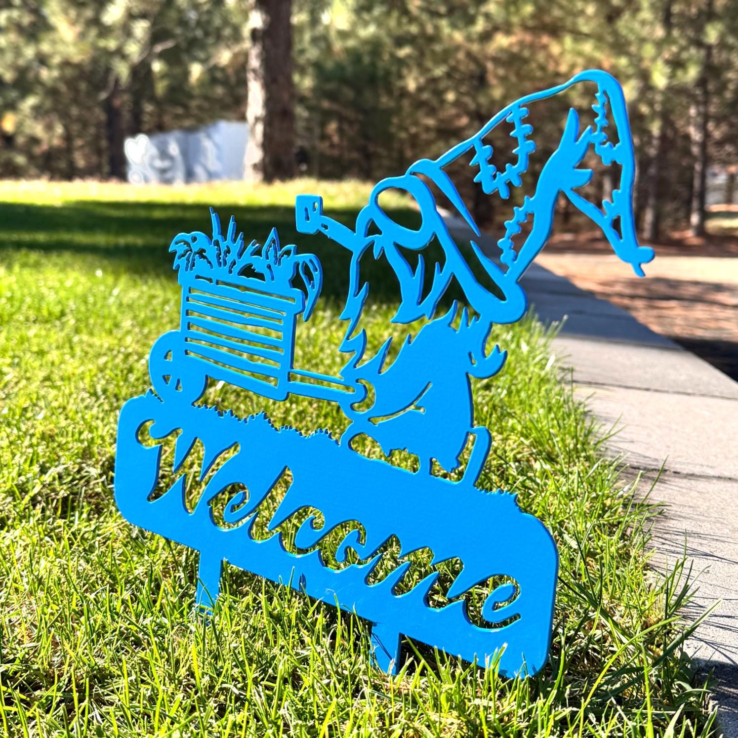 Gnome Welcome Metal Yard Stake – Whimsical Garden Decor for Outdoor Spaces | Powder-Coated Steel Lawn Decoration, Funny Gnome Lover Gift