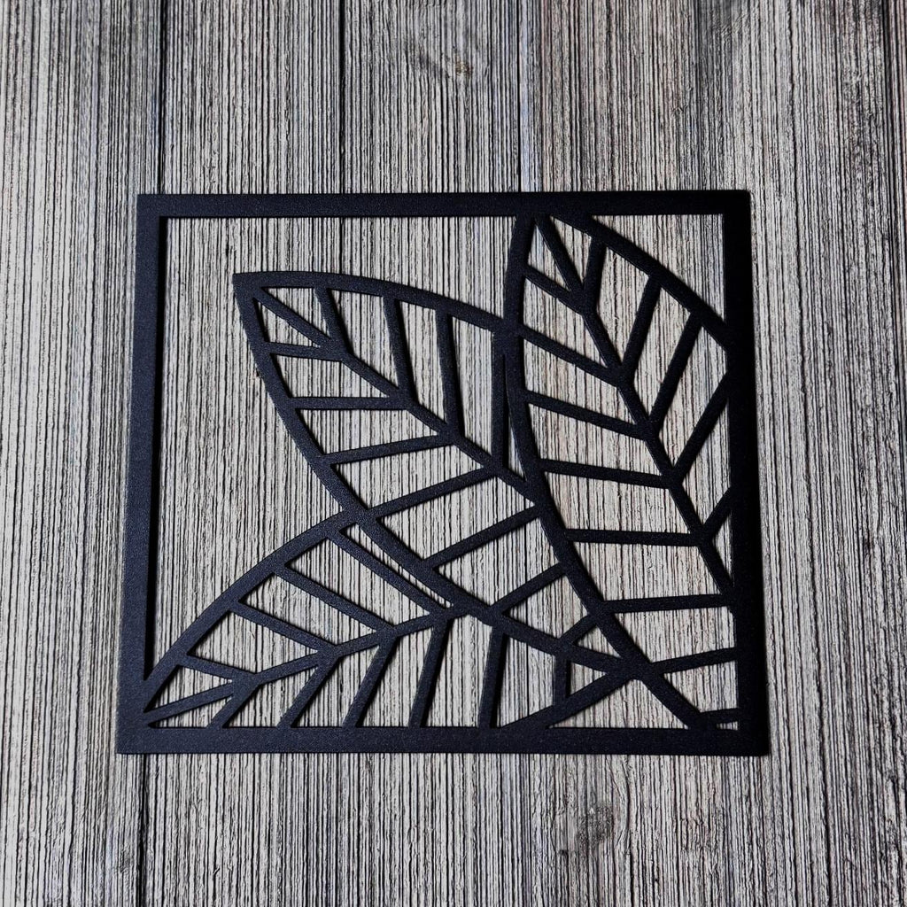 Leaf Metal Wall Art Set – Modern Geometric Nature Decor | 3-Panel Wall Sculpture for Living Room, Bedroom, or Office, Matte Black Steel Art
