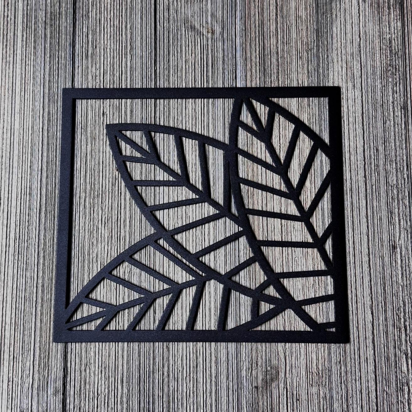 Leaf Metal Wall Art Set – Modern Geometric Nature Decor | 3-Panel Wall Sculpture for Living Room, Bedroom, or Office, Matte Black Steel Art