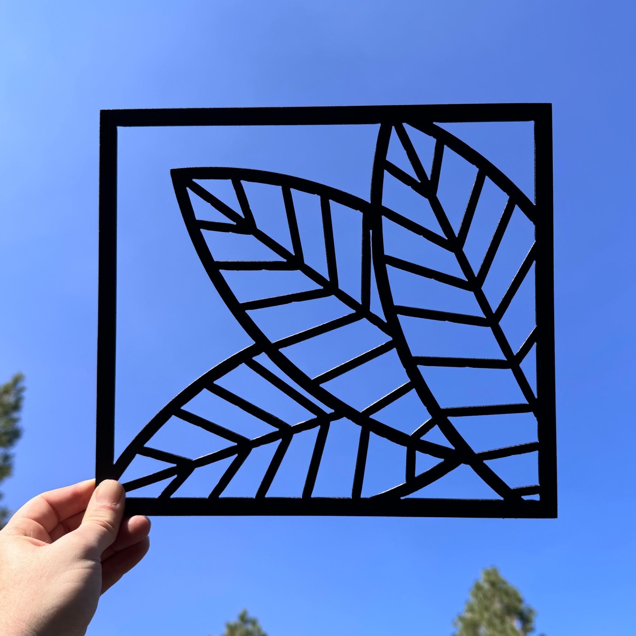Leaf Metal Wall Art Set – Modern Geometric Nature Decor | 3-Panel Wall Sculpture for Living Room, Bedroom, or Office, Matte Black Steel Art