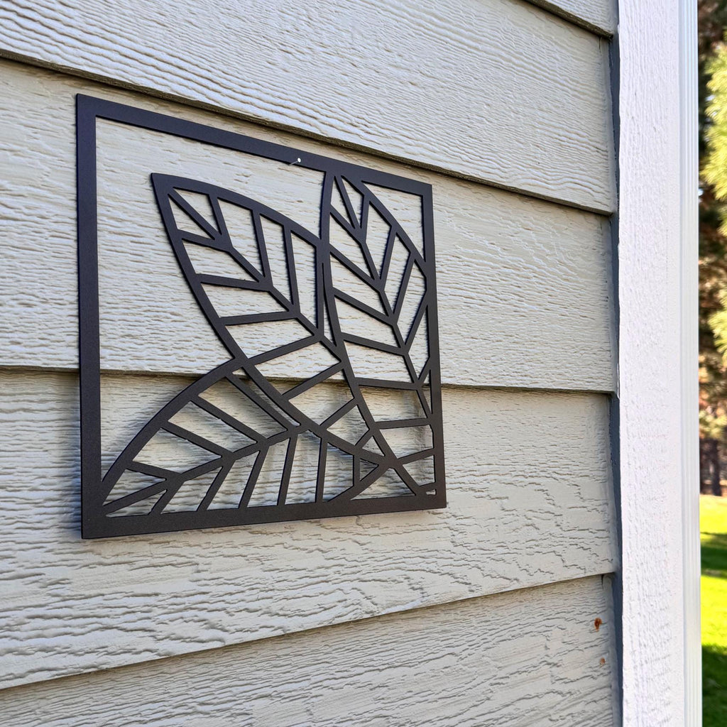 Leaf Metal Wall Art Set – Modern Geometric Nature Decor | 3-Panel Wall Sculpture for Living Room, Bedroom, or Office, Matte Black Steel Art