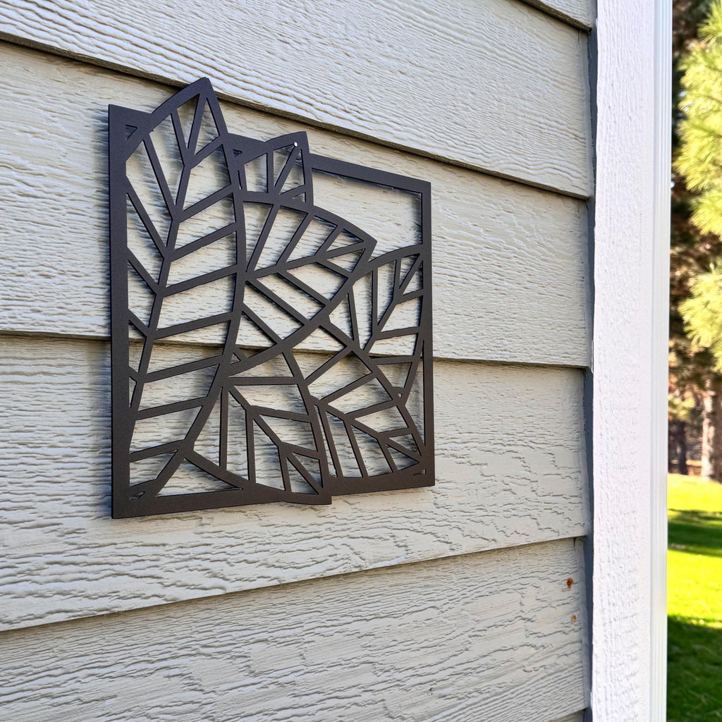 Leaf Metal Wall Art Set – Modern Geometric Nature Decor | 3-Panel Wall Sculpture for Living Room, Bedroom, or Office, Matte Black Steel Art
