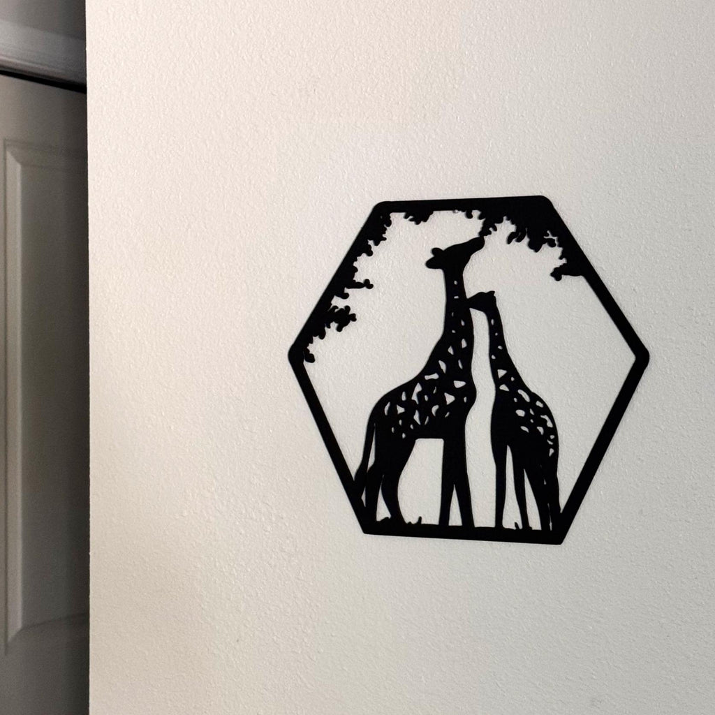 African Safari Metal Wall Art Set – Elephant, Lion, Rhino, Giraffe, and Ostrich Panels | Wildlife Home Decor, Hexagon Wall Art