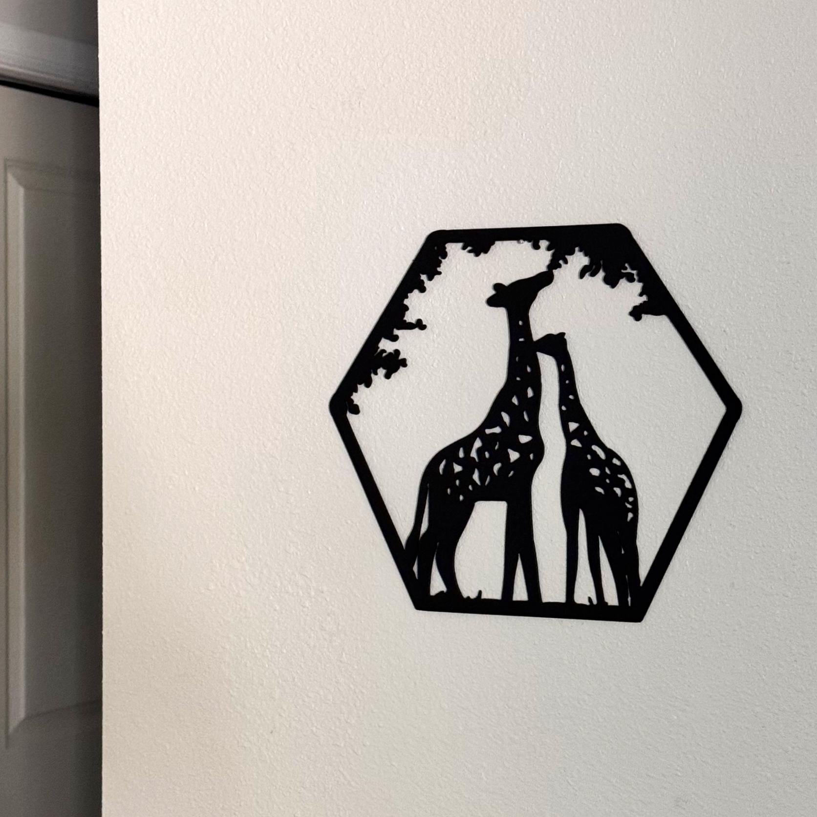African Safari Metal Wall Art Set – Elephant, Lion, Rhino, Giraffe, and Ostrich Panels | Wildlife Home Decor, Hexagon Wall Art