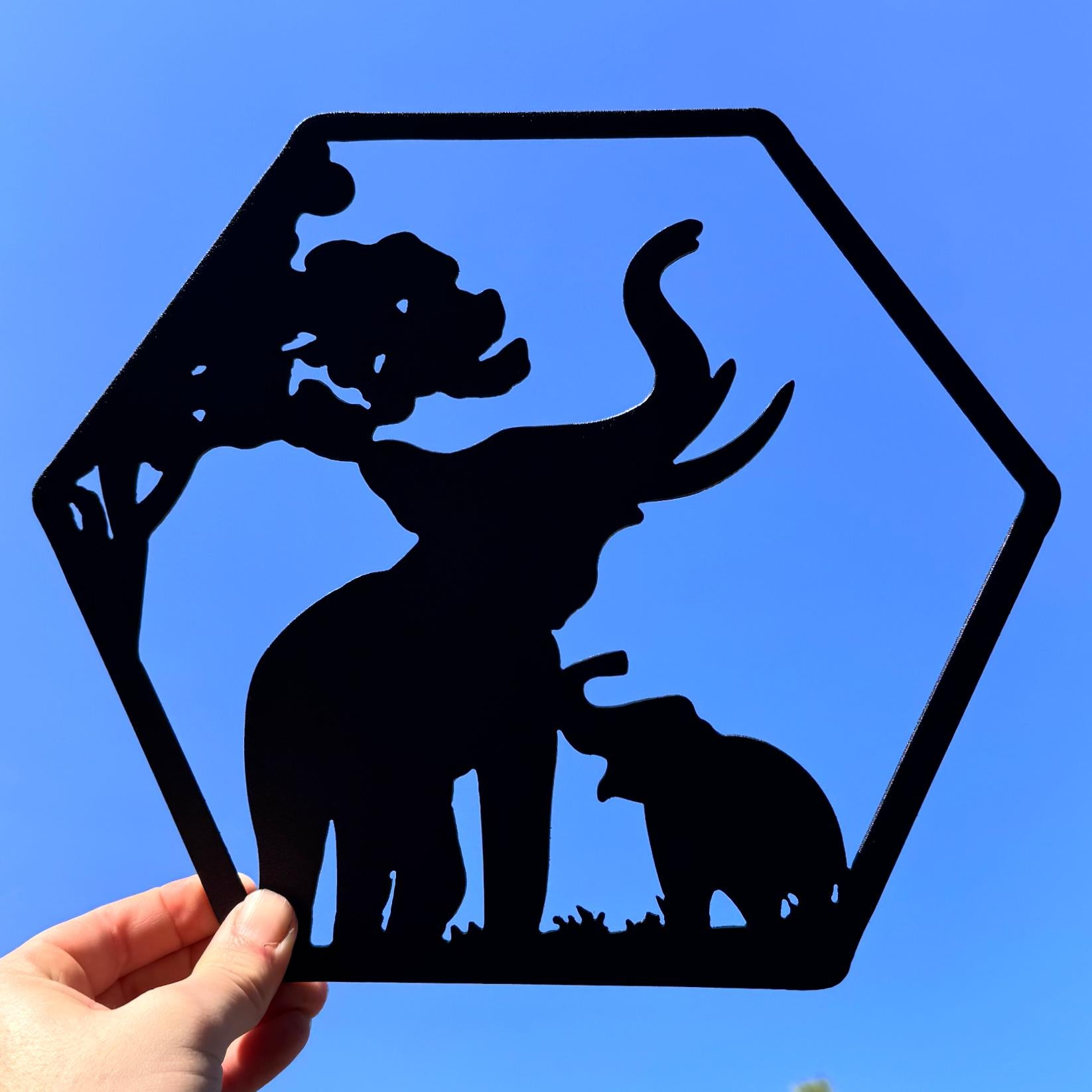 African Safari Metal Wall Art Set – Elephant, Lion, Rhino, Giraffe, and Ostrich Panels | Wildlife Home Decor, Hexagon Wall Art