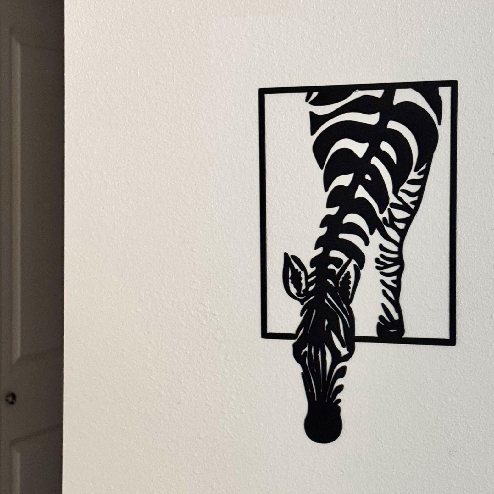 Zebra Metal Wall Art – Modern Safari Animal Silhouette | 16-Gauge Steel African Wildlife Decor, Matte Black Powder Coat, Nature Lover Gift