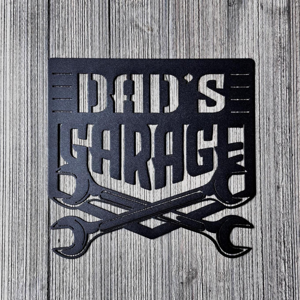 Dad’s Garage Metal Sign – Funny Mechanic Wall Art for Garage or Shop | Matte Black Steel Decor, Gift for Car Guys, Tool Lover | Father’s Day