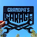 Grandpa’s Garage Metal Sign – Funny Mechanic Wall Art for Workshop or Shed | Matte Black Steel Garage Decor, Gift for Grandpa, Car Guy Sign