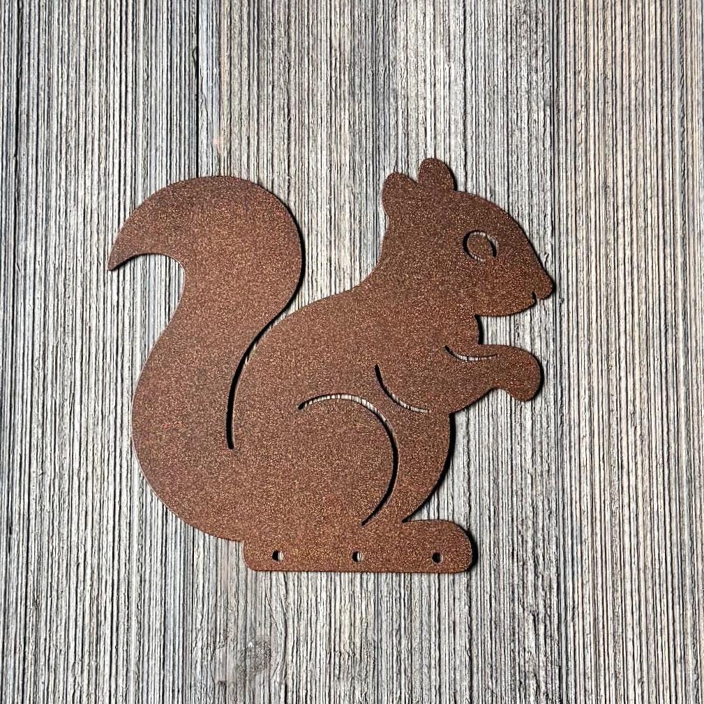 Squirrel Metal Fence Topper – Outdoor Garden Decor | Powder-Coated Steel Animal Silhouette, Rustic Wildlife Yard Art, Fence or Post Accent
