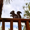 Squirrel Metal Fence Topper – Outdoor Garden Decor | Powder-Coated Steel Animal Silhouette, Rustic Wildlife Yard Art, Fence or Post Accent