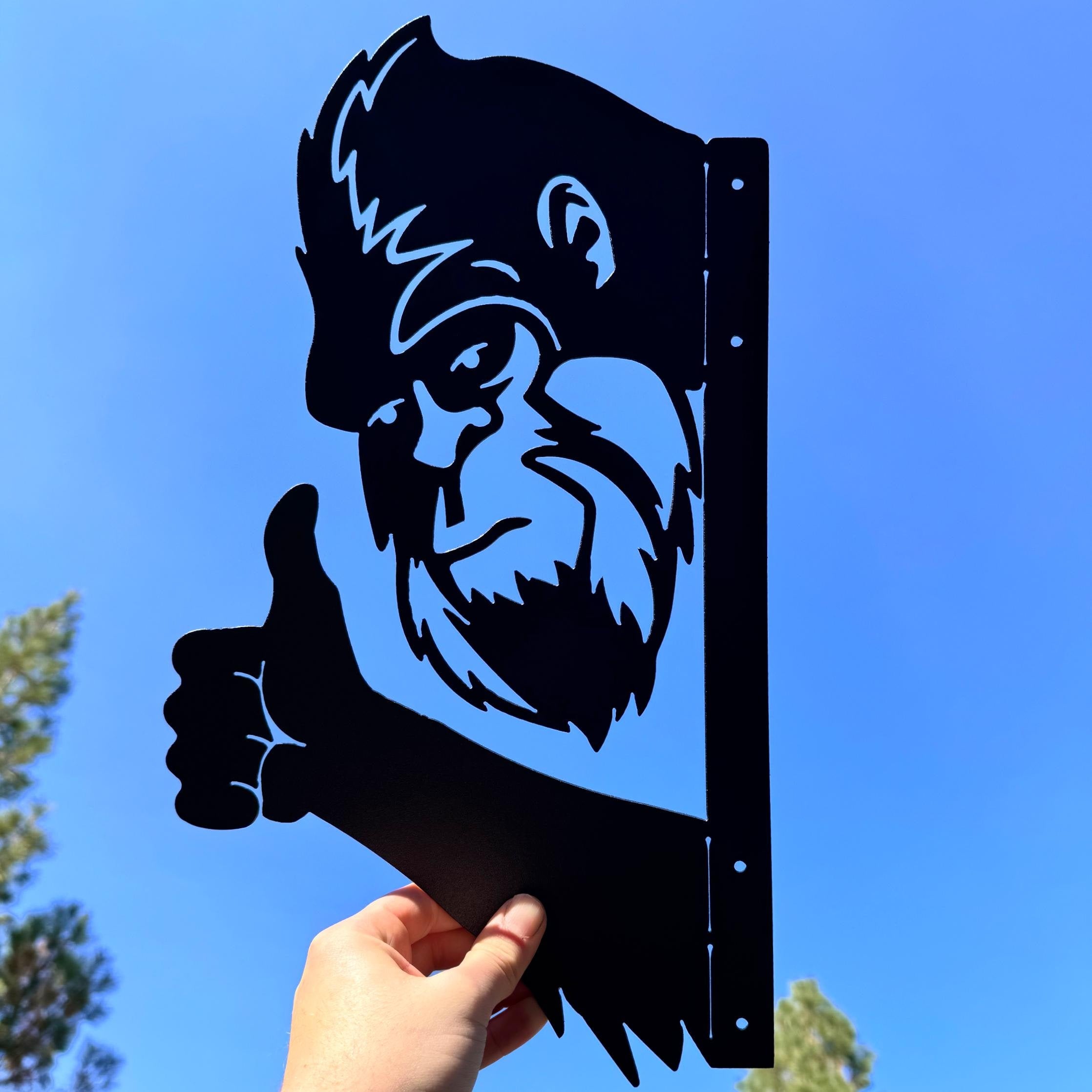 Peek A Boo Thumbs Up Bigfoot Metal Sign – Funny Sasquatch Tree or Post Decoration | Outdoor Yard Art, Powder-Coated Steel Bigfoot Wall Decor