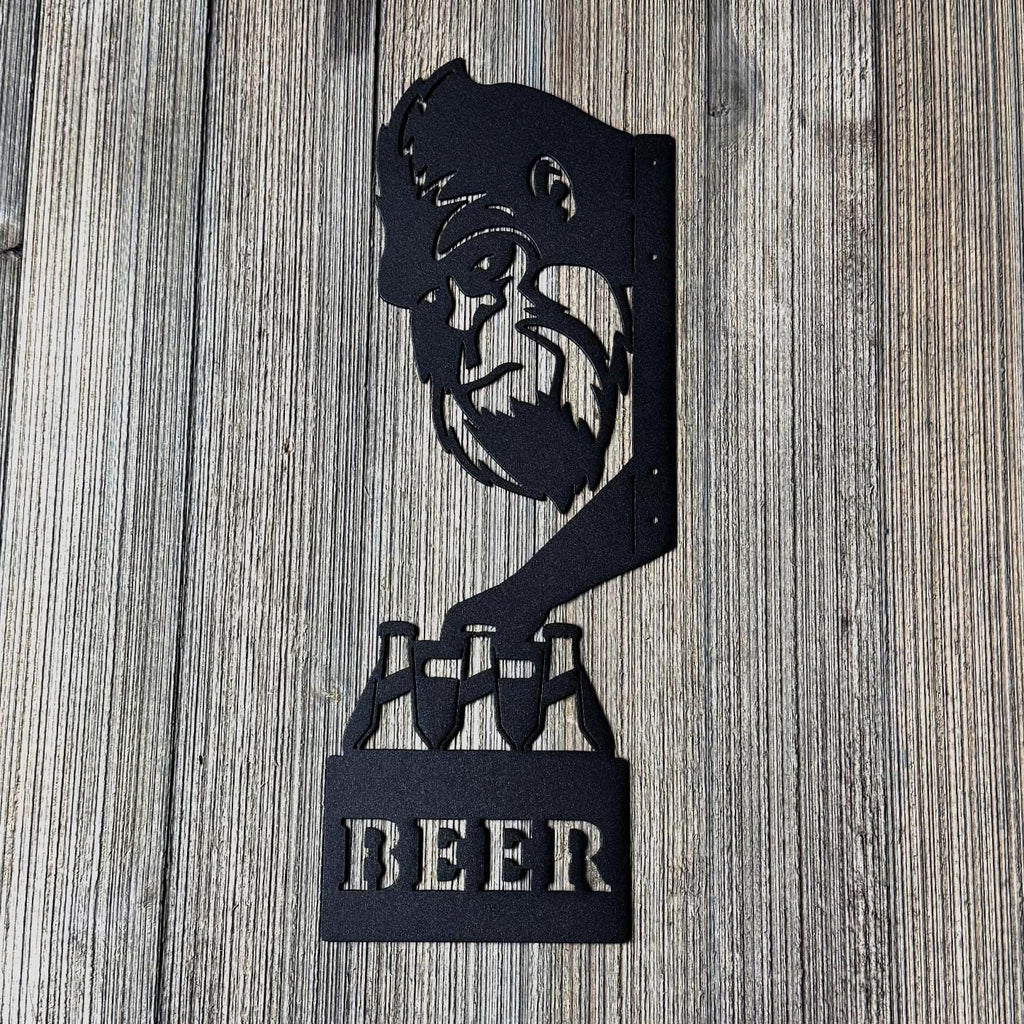 Bigfoot Beer Metal Sign – Funny Peekaboo Sasquatch Tree or Post Decoration | Outdoor Yard Art for Cabin, Camp, or Backyard Bar Decor