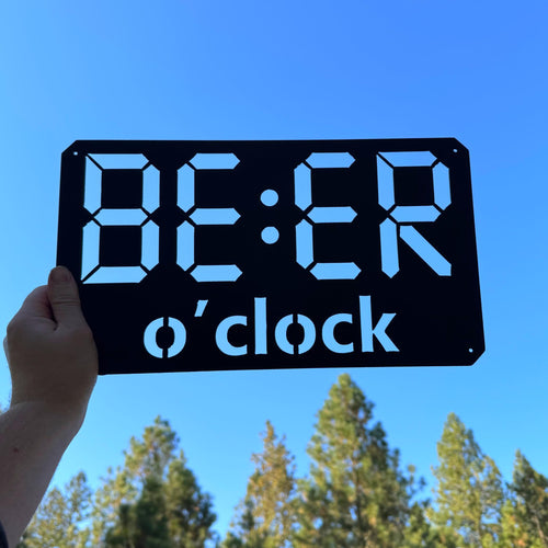 Beer O’Clock Metal Sign | Digital Clock-Style Beer Wall Art | Funny Bar Decor | Man Cave Gift | Garage, Pub, or Home Bar Sign