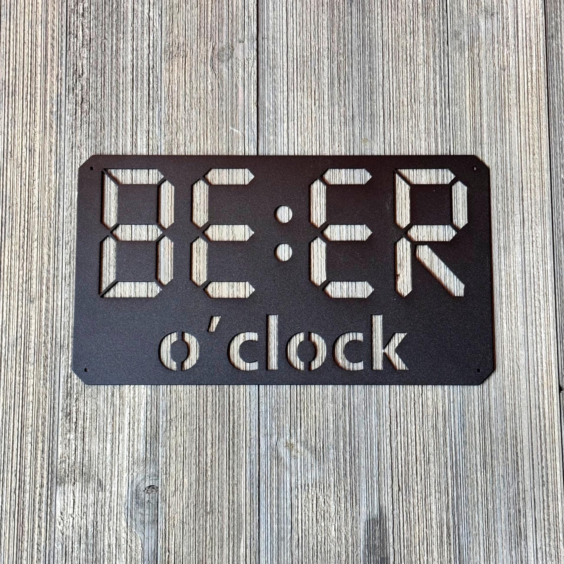 Beer O’Clock Metal Sign | Digital Clock-Style Beer Wall Art | Funny Bar Decor | Man Cave Gift | Garage, Pub, or Home Bar Sign