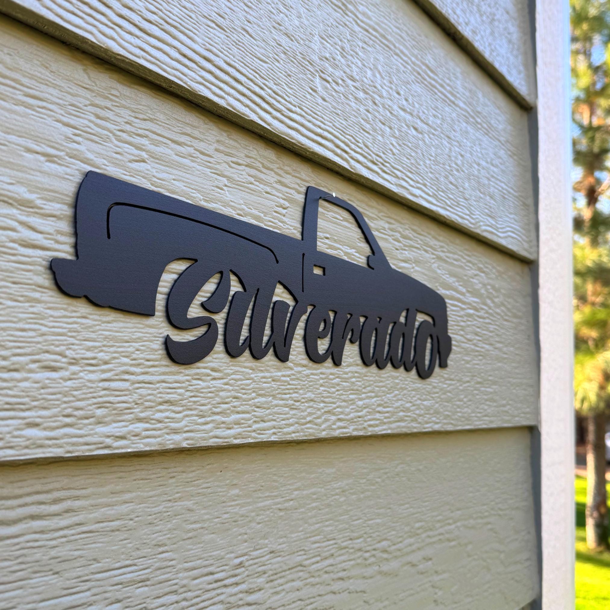 1988–1998 Chevy Silverado Metal Wall Art – GMT400 OBS Truck Silhouette | Classic Single Cab Garage Decor for Chevy Fans