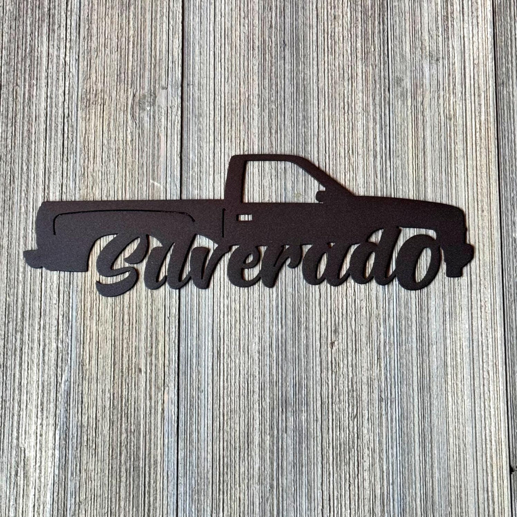 1988–1998 Chevy Silverado Metal Wall Art – GMT400 OBS Truck Silhouette | Classic Single Cab Garage Decor for Chevy Fans