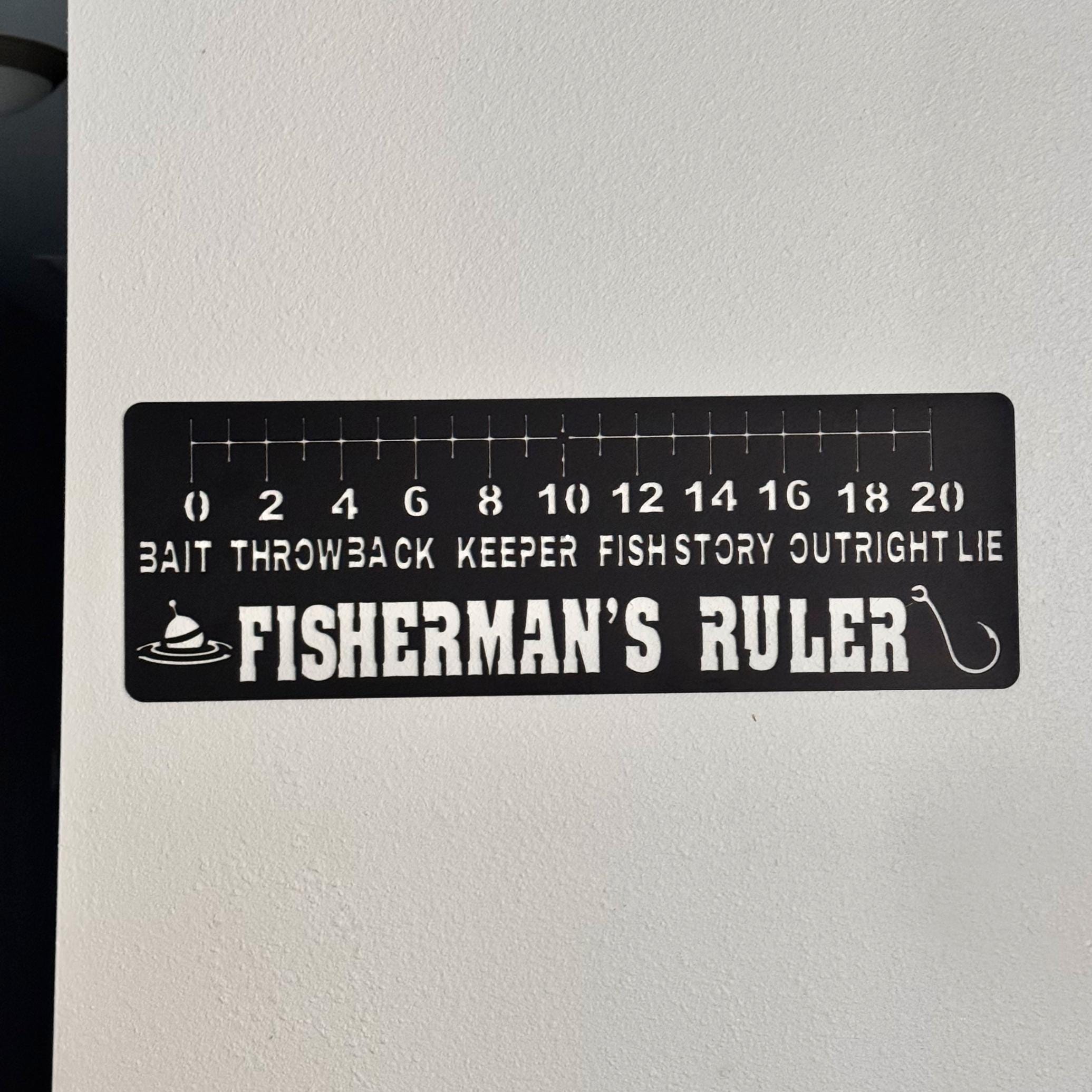 Fisherman’s Ruler Metal Sign | Funny Fishing Gift | 24x8 Wall Art for Cabin or Man Cave | Outdoor Humor Metal Decor
