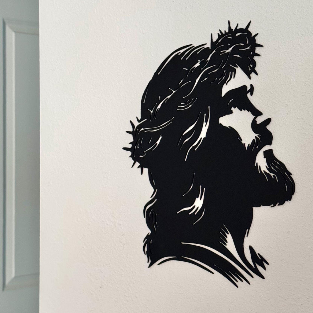 Jesus Silhouette Metal Sign | Crown of Thorns Wall Art | Christian Home Decor | Religious Metal Artwork