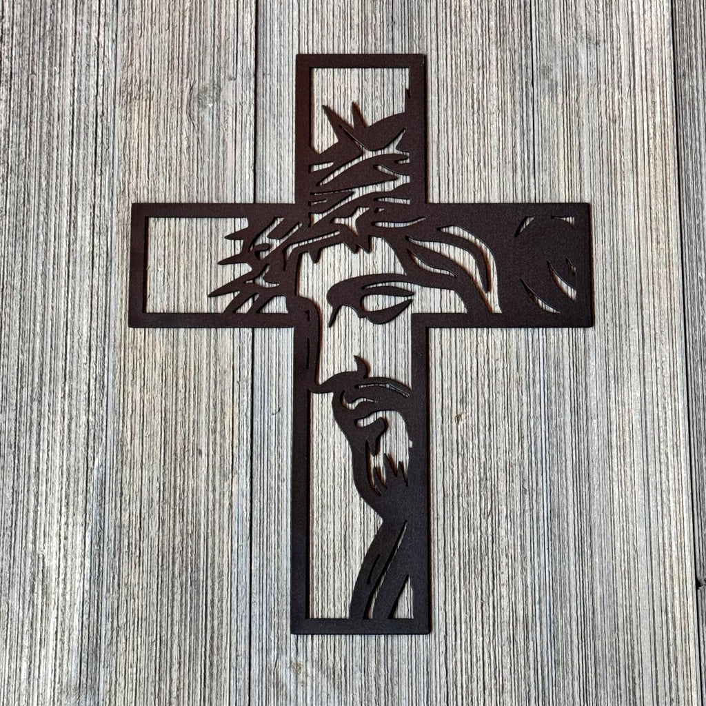 Jesus Cross Metal Wall Art | Christian Home Decor | Faith-Based Metal Sign | Religious Wall Cross with Jesus Silhouette