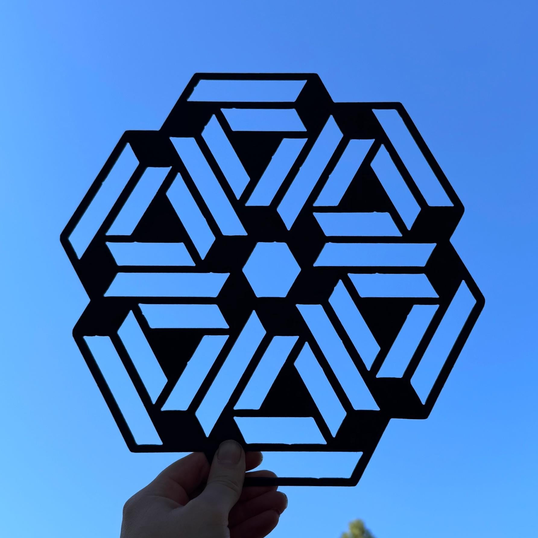 Geometric Optical Illusion Metal Sign | Modern Wall Art | Hexagon Metal Decor | Abstract Home or Office Artwork
