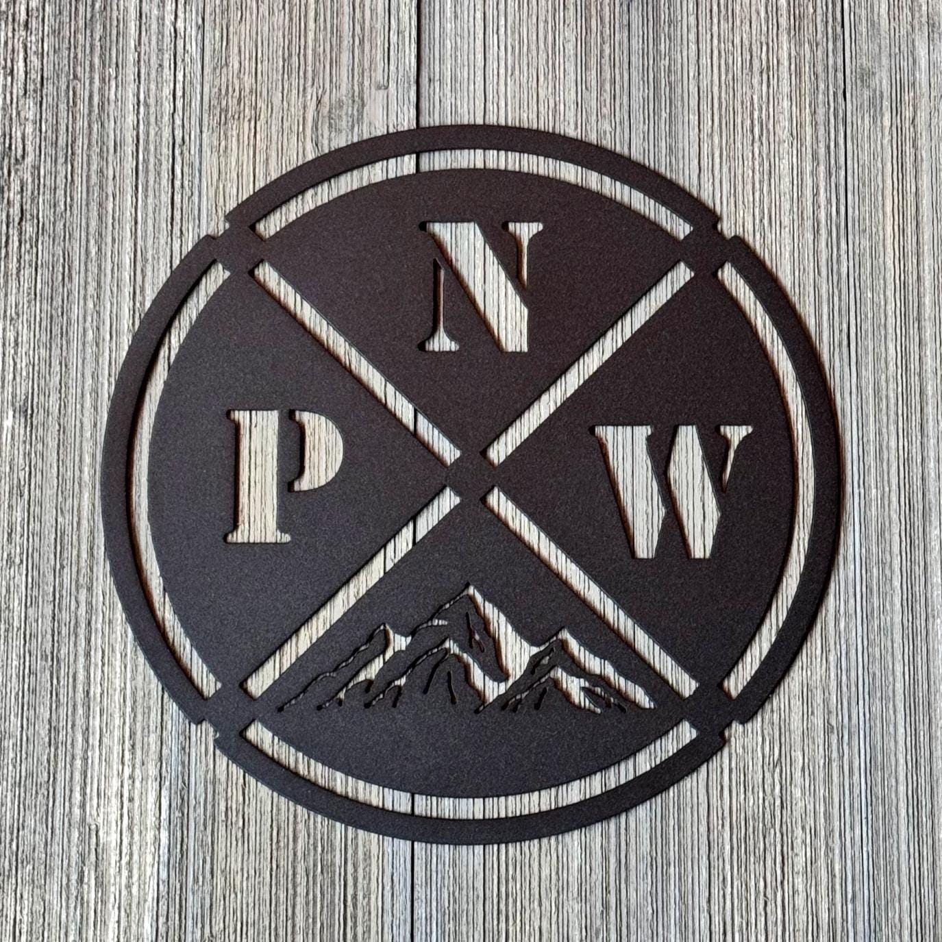 PNW Metal Sign | Pacific Northwest Mountain Wall Art | Outdoor Adventure Decor | Modern Cabin Metal Artwork