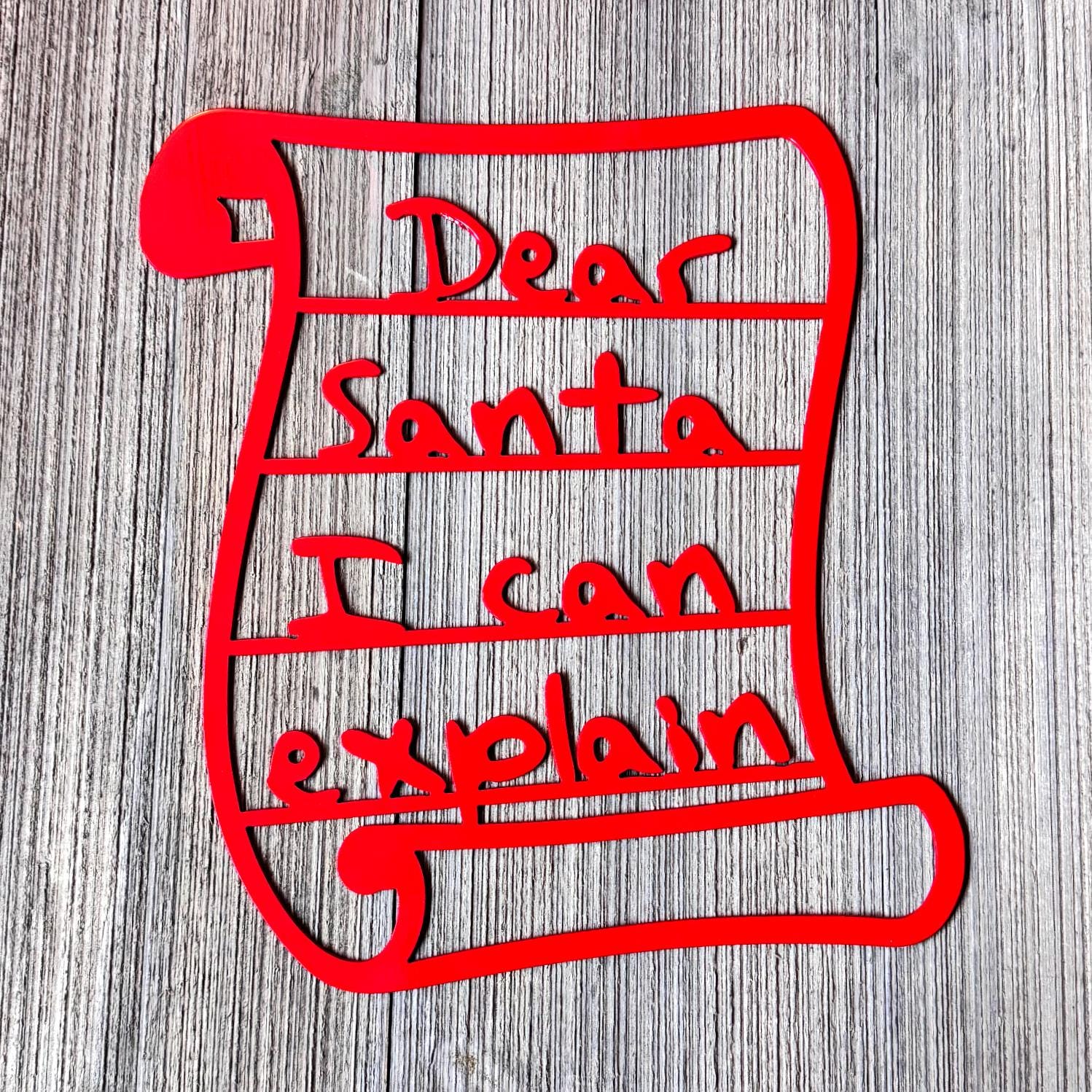 Dear Santa I Can Explain Metal Sign | Funny Christmas Wall Decor | Red Holiday Sign | Humorous Festive Home Artwork