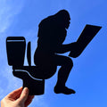 Funny Bigfoot on Toilet Metal Silhouette Wall Art | Sasquatch Reading Bathroom Decor | Rustic Cabin Humor Gift |Outdoor or Indoor Metal Sign