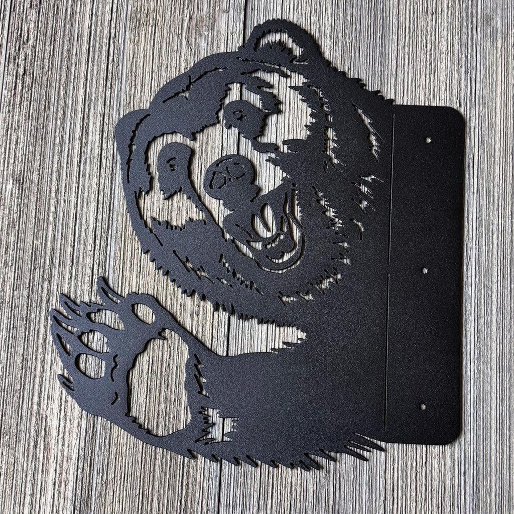 Peeking Bear Waving Metal Silhouette for Tree or Post | Wildlife Art | Rustic Cabin and Forest Metal Decor | Funny Bear Sign | Peek a Boo