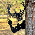 Peeking Deer Metal Silhouette with Middle Finger | Funny Buck Yard Art | Rustic Hunting Cabin and Forest Metal Decor | Deer Giving The Bird