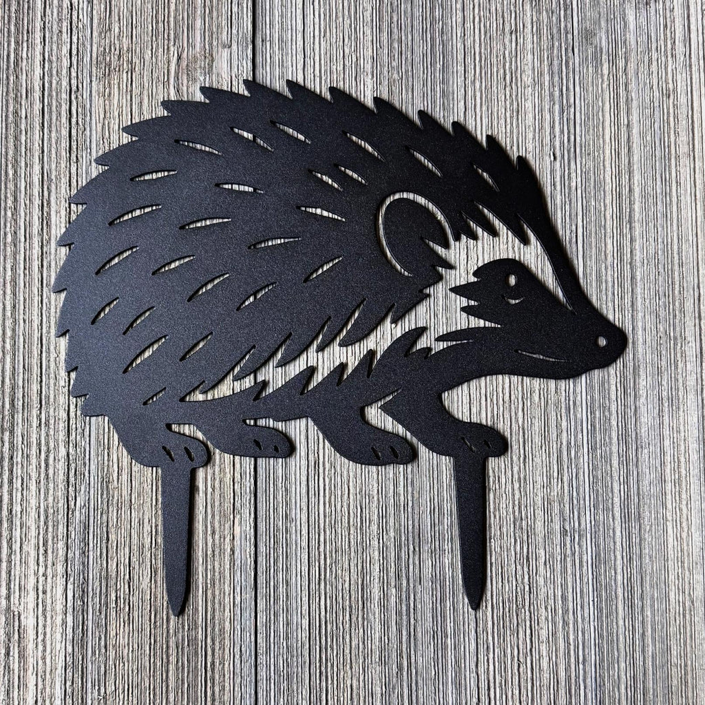 Hedgehog Metal Garden Stake | Cute Outdoor Yard Art | Rustic Animal Silhouette Garden Decor | Steel Lawn Ornament for Nature Lovers
