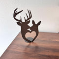 Deer Couple Heart Metal Art | Rustic Buck and Doe Decor | Cabin and Farmhouse Table Ornament | Romantic Wildlife Gift | Wedding Decor