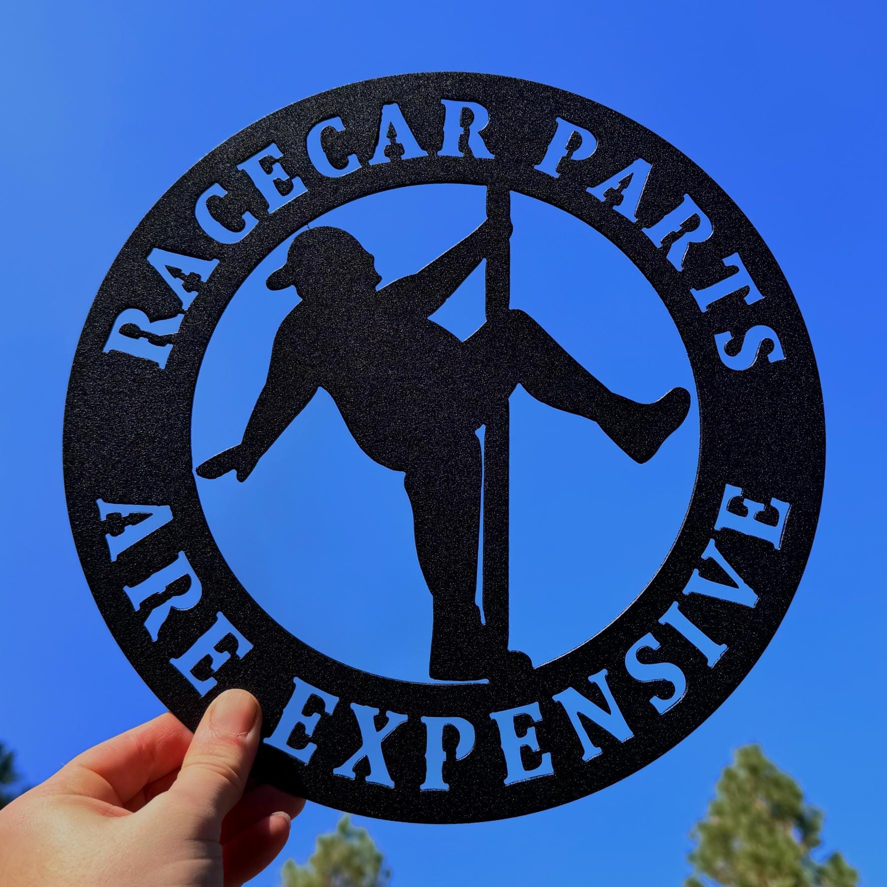 Racecar Parts Are Expensive Metal Sign – Funny Garage Wall Art for Car Lovers | Mechanic Gift, Shop Decor, Car Guy Humor Sign