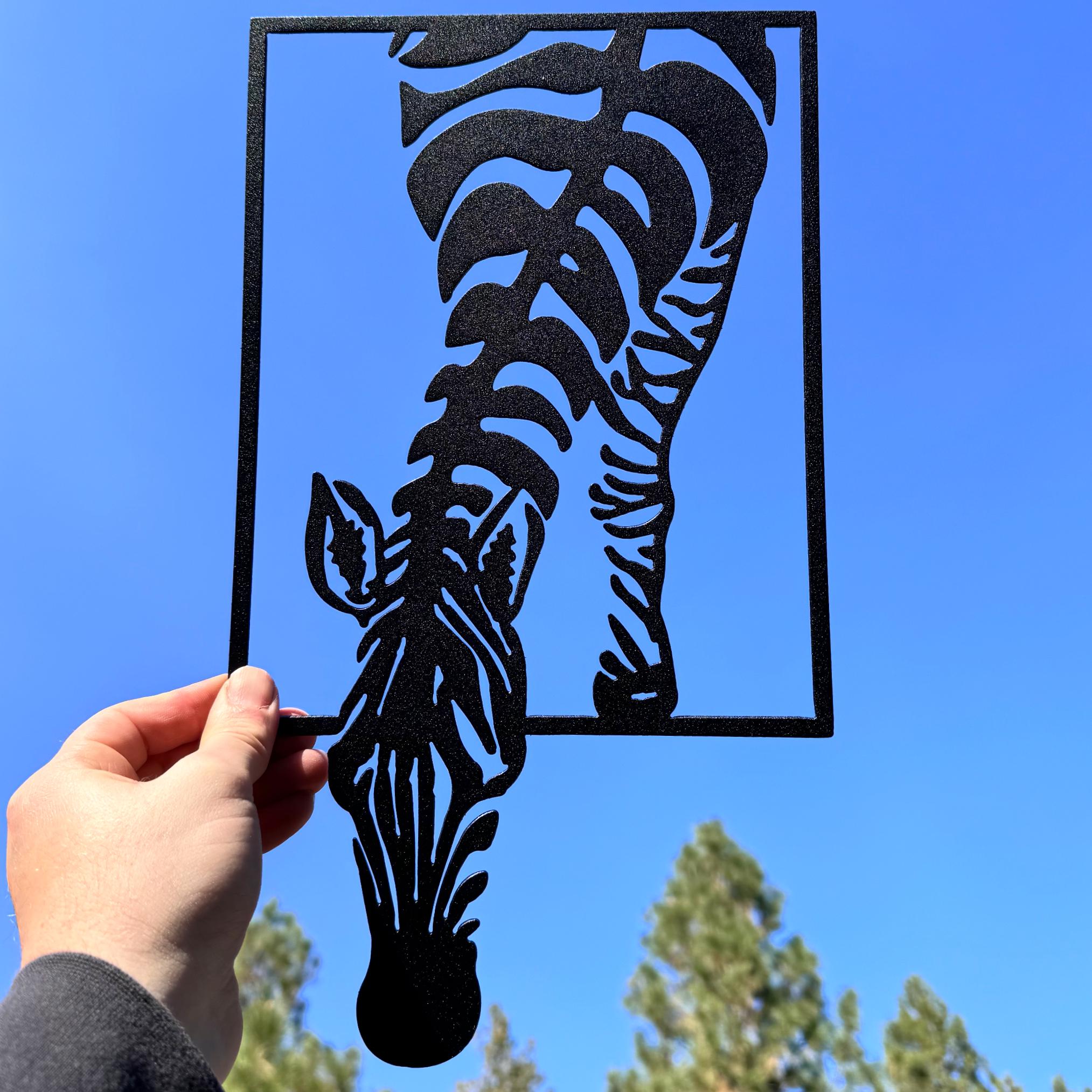 Zebra Metal Wall Art – Modern Safari Animal Silhouette | 16-Gauge Steel African Wildlife Decor, Matte Black Powder Coat, Nature Lover Gift
