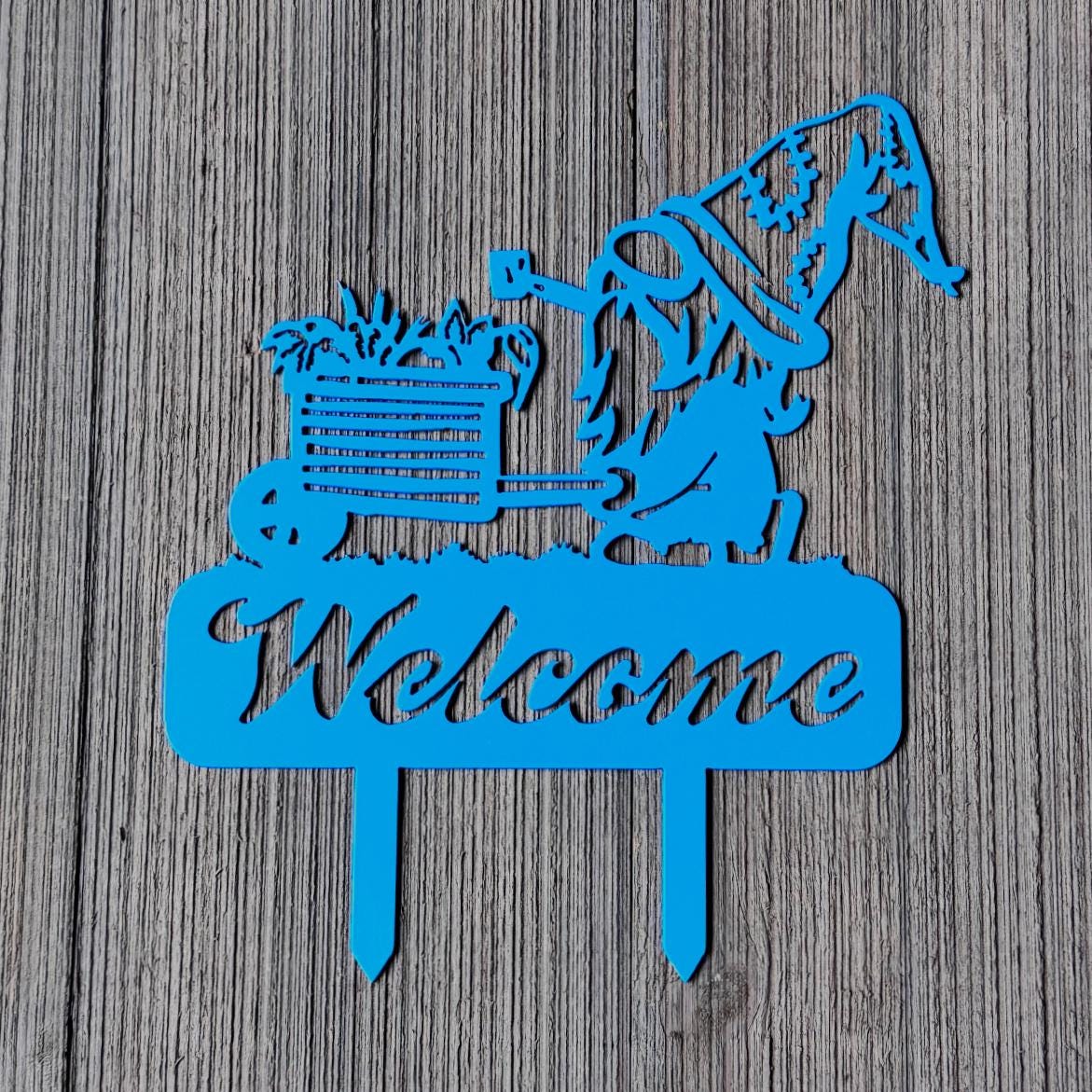 Gnome Welcome Metal Yard Stake – Whimsical Garden Decor for Outdoor Spaces | Powder-Coated Steel Lawn Decoration, Funny Gnome Lover Gift