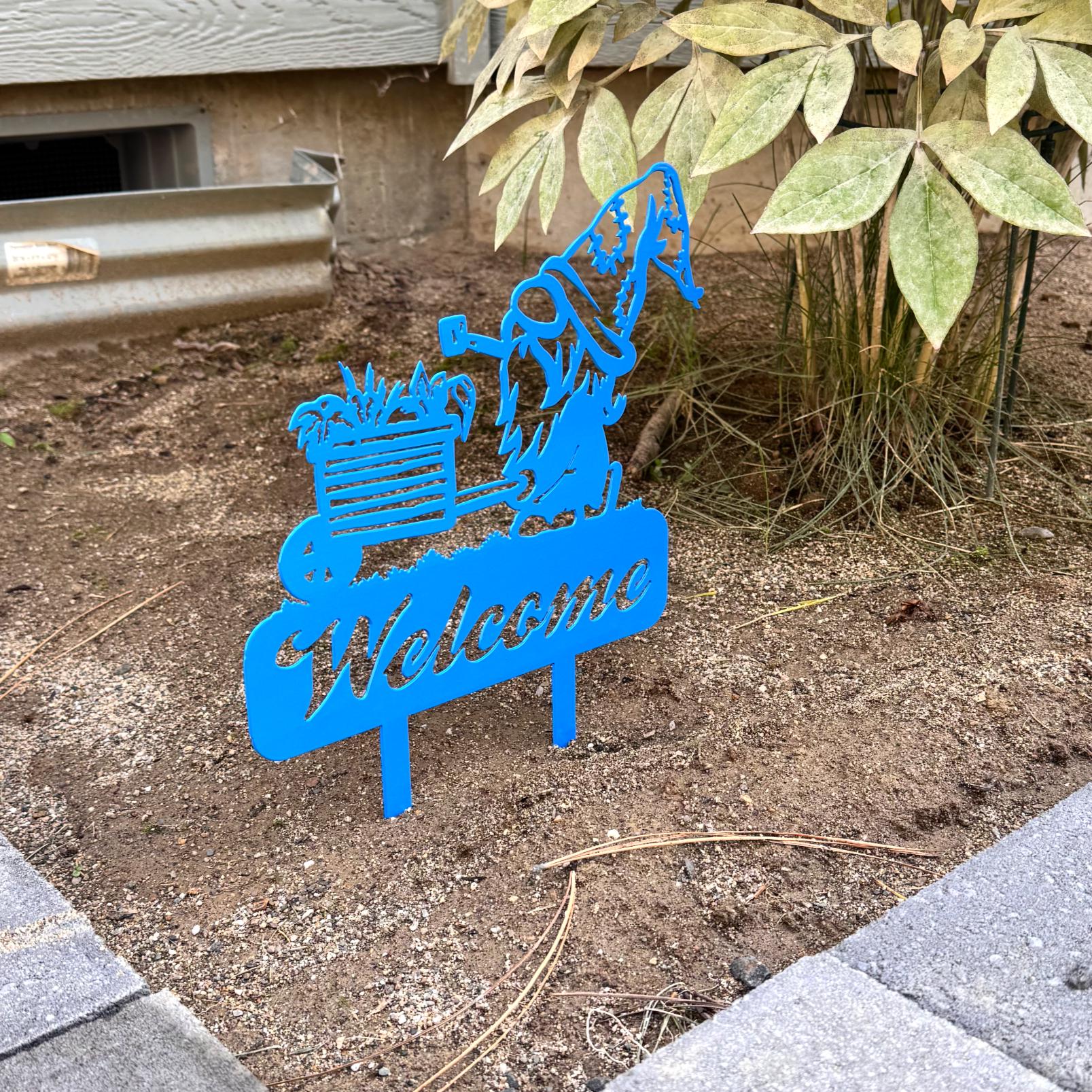 Gnome Welcome Metal Yard Stake – Whimsical Garden Decor for Outdoor Spaces | Powder-Coated Steel Lawn Decoration, Funny Gnome Lover Gift