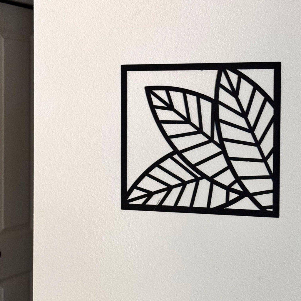Leaf Metal Wall Art Set – Modern Geometric Nature Decor | 3-Panel Wall Sculpture for Living Room, Bedroom, or Office, Matte Black Steel Art