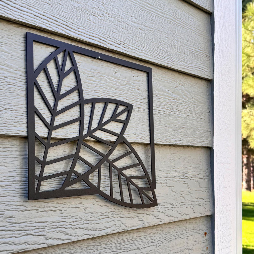 Leaf Metal Wall Art Set – Modern Geometric Nature Decor | 3-Panel Wall Sculpture for Living Room, Bedroom, or Office, Matte Black Steel Art