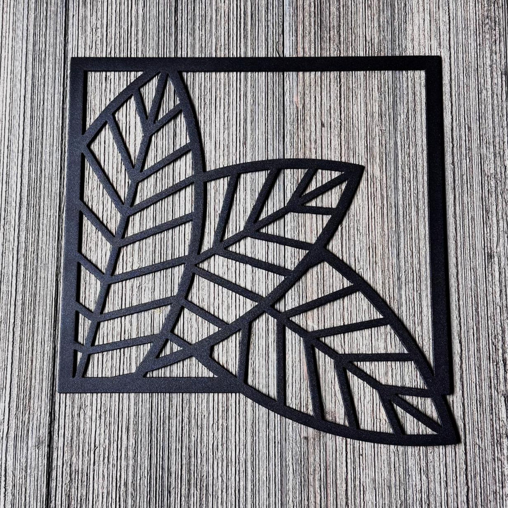 Leaf Metal Wall Art Set – Modern Geometric Nature Decor | 3-Panel Wall Sculpture for Living Room, Bedroom, or Office, Matte Black Steel Art